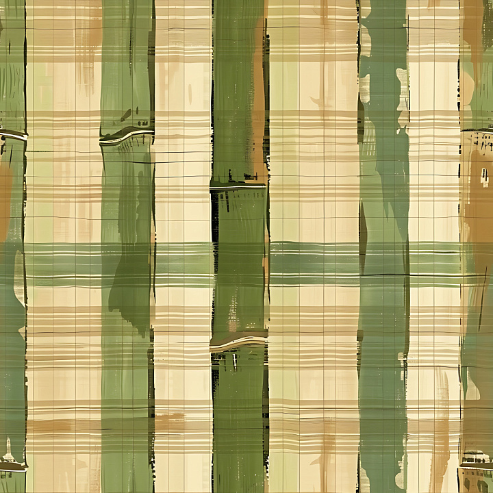Plaid Featuring Earthy Green and Beige Stripes seamless PBR texture preview