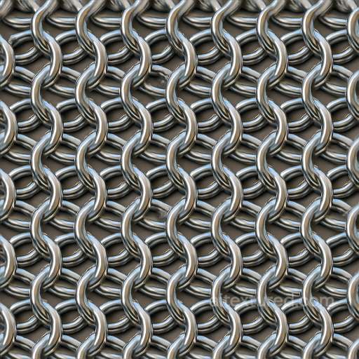 8K PBR Chainmail With Wire Gauge Rings And Polished Metal Luster seamless Chainmail PBR texture