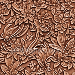 seamless Seamless 3D Embossed Floral Brown Leather PBR Texture with Detailed Leaf Patterns texture 8k free download PBR