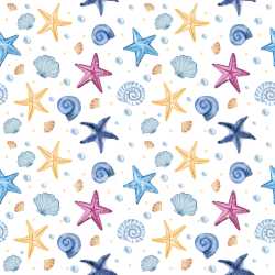 Pattern Bundle - Seamless 3D Pattern PBR Texture Featuring Colorful Starfish and Seashell Motifs texture preview