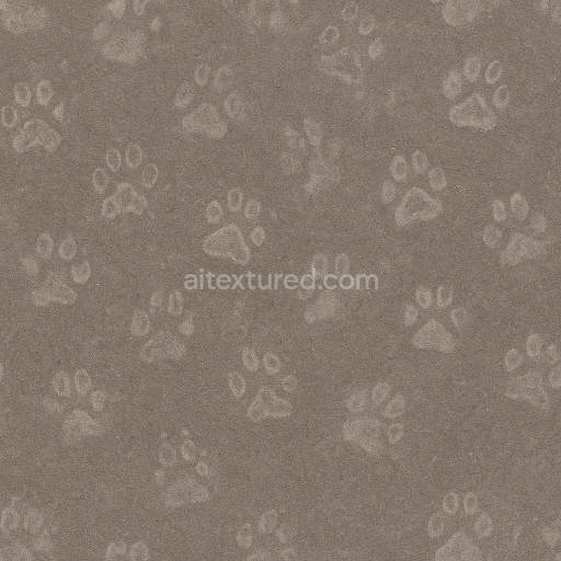 Seamless 3d texture pbr 8k paw prints on dusty surface with footprint smudge details