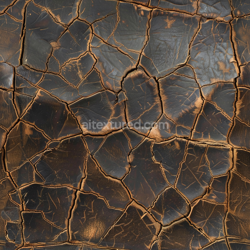 Seamless 3D PBR Cracked Distressed Brown Leather Texture with Deep Fissures