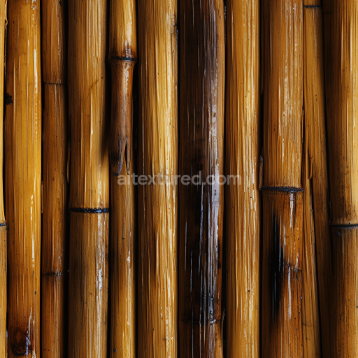 Preview — Seamless Glossy Bamboo Culms 3D PBR Texture with Warm Amber Tones
