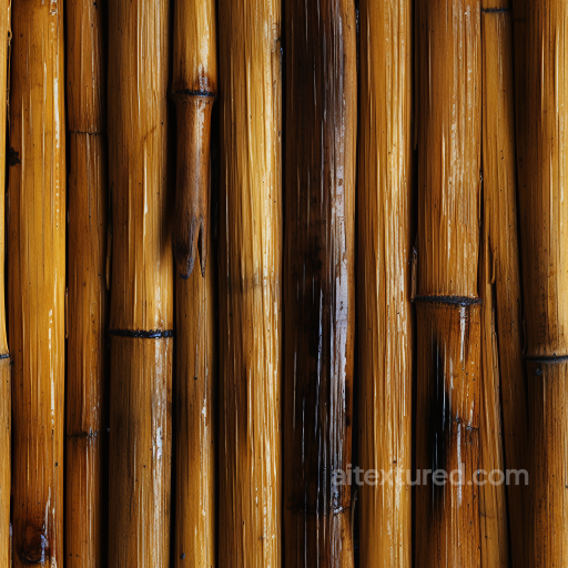 Seamless Glossy Bamboo Culms 3D PBR Texture with Warm Amber Tones seamless Bamboo PBR texture