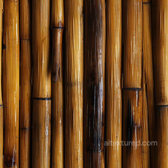 Seamless Glossy Bamboo Culms 3D PBR Texture with Warm Amber Tones Bamboo texture preview