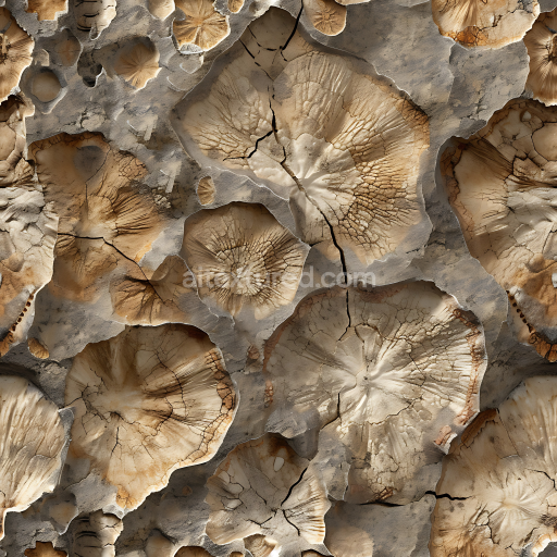 Seamless 3D Fossilized Stone PBR Texture Featuring Cracked, Weathered Surfaces