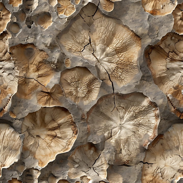 Fossilized Stone Featuring Cracked, Weathered Surfaces seamless PBR texture preview