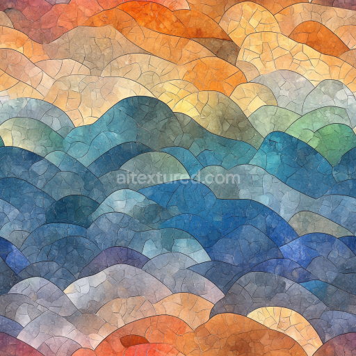 Seamless 3D Mosaic PBR Texture Featuring Multicolored Stone Chip Wave Pattern texture preview