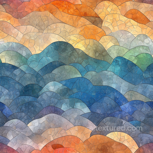 Mosaic PBR Texture Featuring Multicolored Stone Chip Wave Pattern seamless Mosaic PBR texture