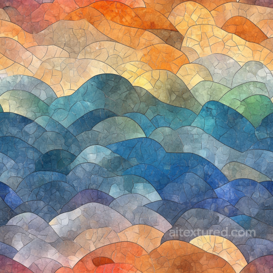 Mosaic PBR Texture Featuring Multicolored Stone Chip Wave Pattern Mosaic texture preview