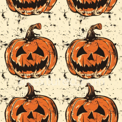 seamless Seamless 3D PBR Texture with Vintage Halloween Jack-o'-Lantern Pattern texture 8k free download PBR