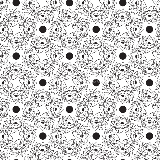 Seamless 3D PBR Texture Featuring Black & White Stylized Floral Design