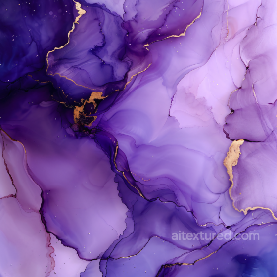 Alcohol Ink PBR Texture Featuring Purple Fluid Waves with Gold Veins Alcohol ink texture preview