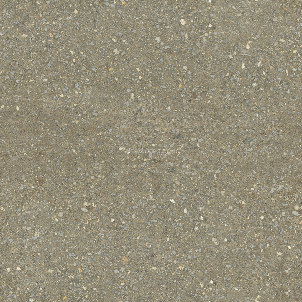 Seamless PBR ground texture with gravel and concrete elements