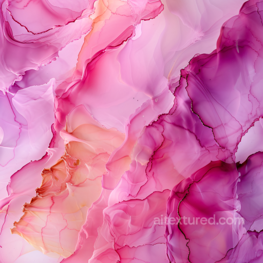 Alcohol Ink PBR Texture Featuring Soft Pink and Purple Veins with Fluid Marbling seamless Alcohol ink PBR texture