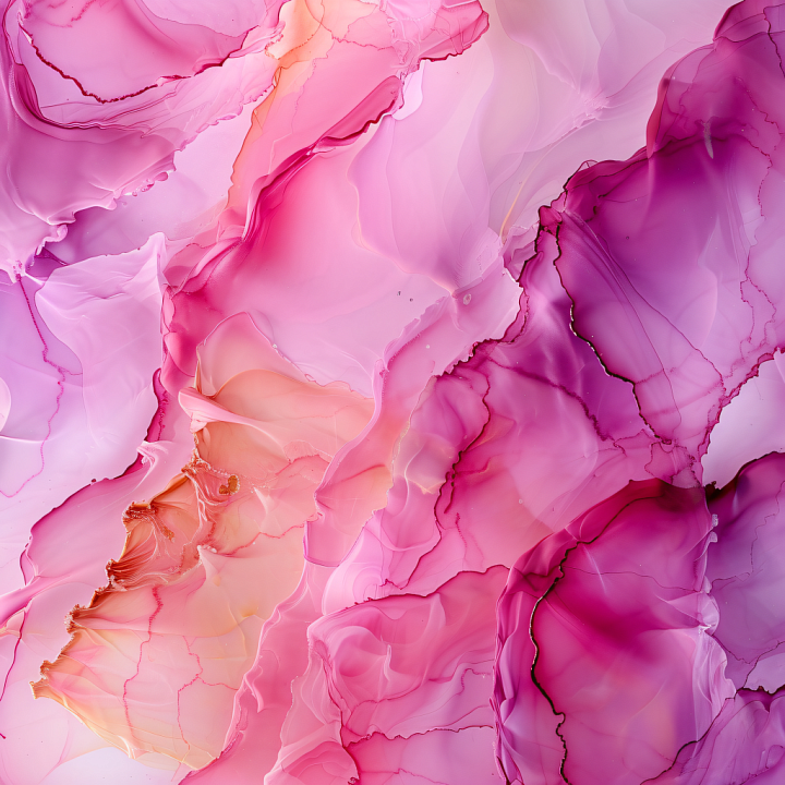 Alcohol Ink Featuring Soft Pink and Purple Veins with Fluid Marbling seamless PBR texture preview