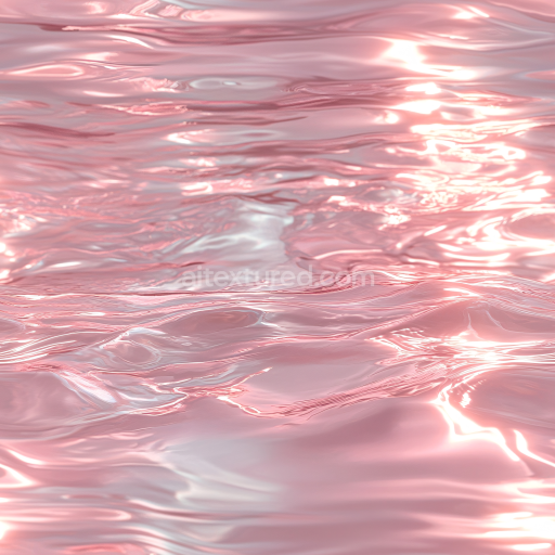 Seamless 3D Water PBR Texture with Pink Reflective Surface and Subtle Wave Patterns
