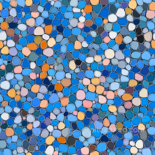 Mosaic PBR Texture with Colorful Pebble-Style Stone Tiles seamless Mosaic PBR texture