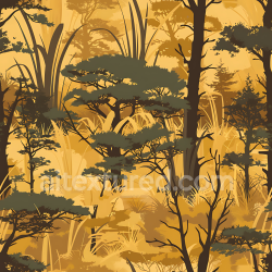 seamless Seamless 3D Woodland Camouflage PBR Texture in Warm Golden Tones with Detailed Tree Silhouettes texture 8k free download PBR