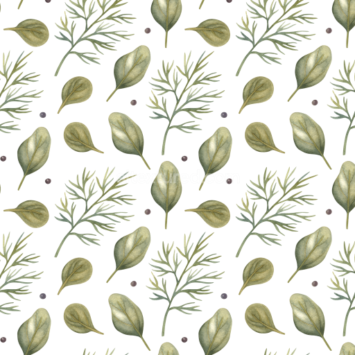 Seamless 3D PBR Texture of Watercolor Greenery Leaves Pattern