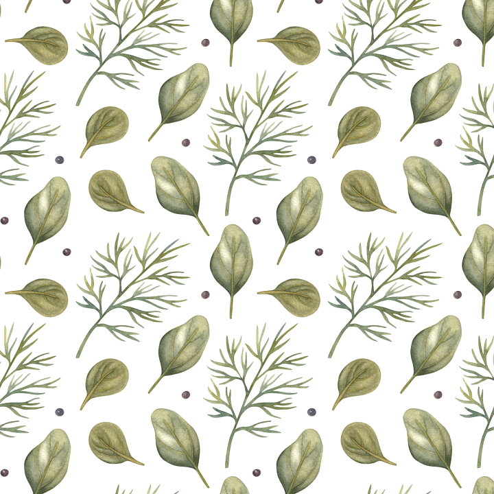 Watercolor Greenery Leaves Pattern seamless PBR texture preview