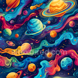 seamless Seamless 3D Space PBR Texture Featuring Vibrant Galactic Nebula and Colorful Planets texture 8k free download PBR