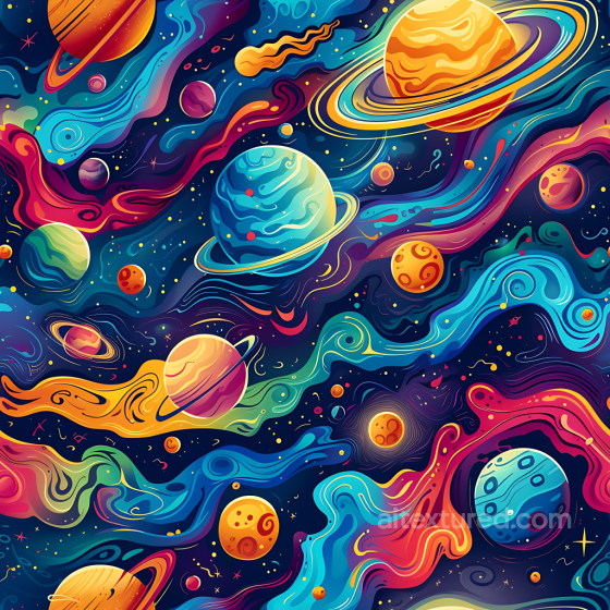 Space PBR Texture Featuring Vibrant Galactic Nebula and Colorful Planets Star, space, planets texture preview