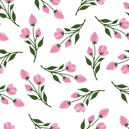 with Soft Pink Flower Buds and Green Leaves seamless Pink Flower PBR texture
