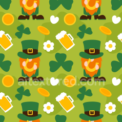 seamless Seamless 3D PBR Digital Paper Texture with St Patrick Cartoon Motifs and Shamrocks texture 8k free download PBR