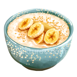 seamless Breakfast Bowl of Millet Porridge Topped with Banana Slices Illustration texture 8k free download PBR