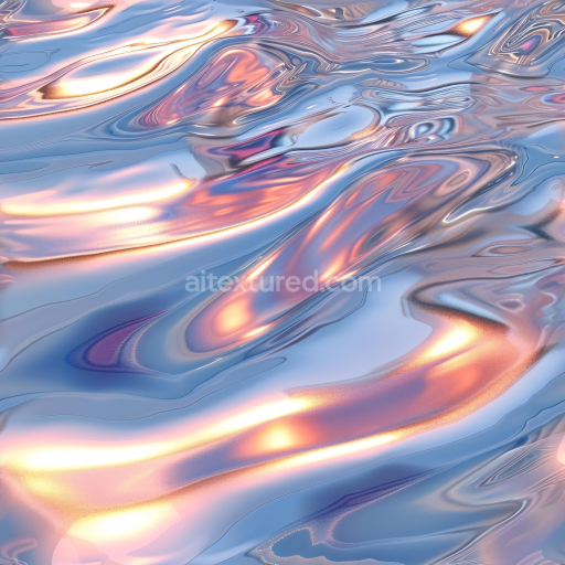 Seamless Stylized Reflective Liquid Surface 3D PBR Texture with Colorful Wave Patterns