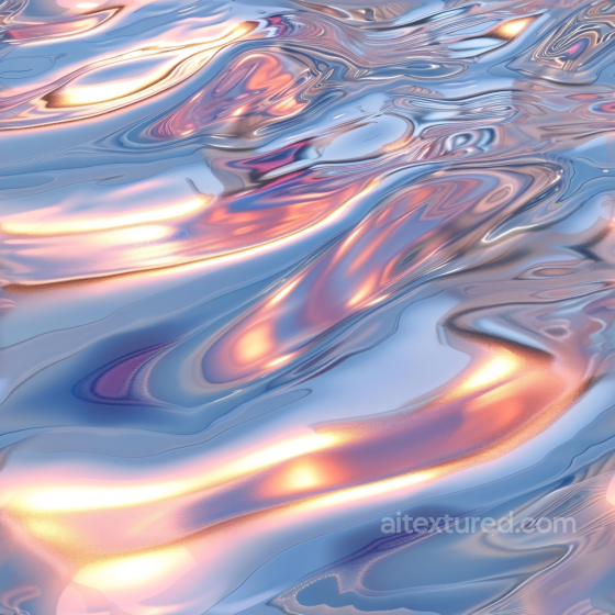 Seamless Stylized Reflective Liquid Surface 3D PBR Texture with Colorful Wave Patterns Water texture preview