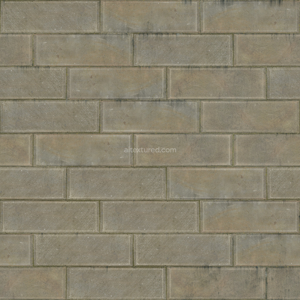 Seamless PBR brick texture with base color and details
