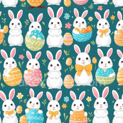 seamless Seamless 3D PBR Texture Featuring Cute Easter Bunny and Colorful Egg Pattern texture 8k free download PBR