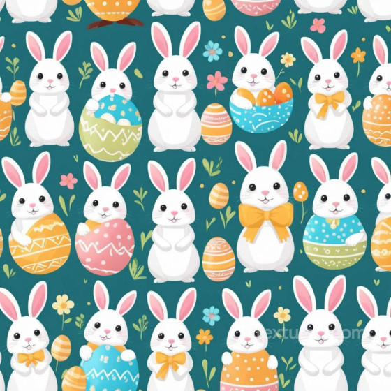 Featuring Cute Easter Bunny and Colorful Egg Pattern All Easter Digital paper texture preview