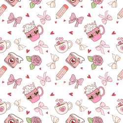 Pattern Bundle - Seamless 3D Pattern PBR Texture Featuring Valentines Day Cups, Bows, and Romantic Motifs texture preview
