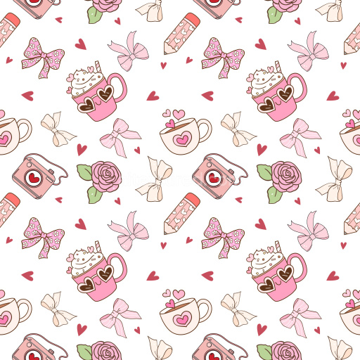 Pattern Bundle - Seamless 3D Pattern PBR Texture Featuring Valentines Day Cups, Bows, and Romantic Motifs texture preview