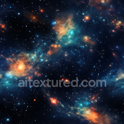 seamless Seamless 3D Space PBR Texture Featuring Vibrant Nebula and Starfield with Orange and Blue Hues texture 8k free download PBR