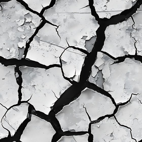 Cracked Paint PBR Texture Featuring Deep Black Fractures and Peeling Surface Cracked & Holes texture preview