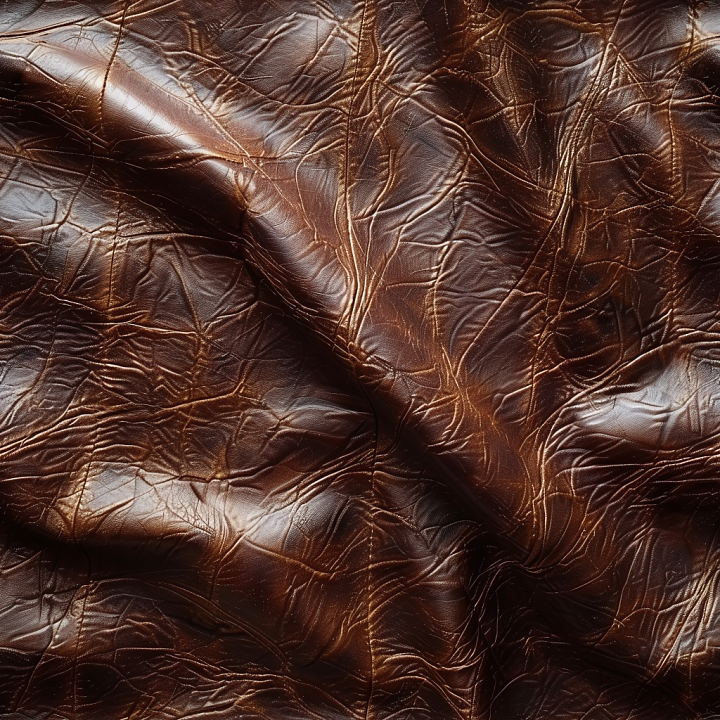 Wrinkled Vintage Brown Leather with Deep Creases seamless PBR texture preview