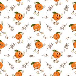 Pattern Bundle - Seamless 3D Pattern PBR Texture with Playful Cartoon Orange Characters and Brown Botanica… texture preview