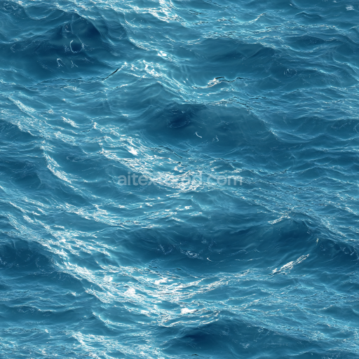 Seamless 3D PBR Texture of Realistic Ocean Surface with Gentle Waves and Glossy Highlights