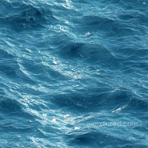 Water Texture of Realistic Ocean Surface with Gentle Waves and Glossy Highlights seamless Water PBR texture