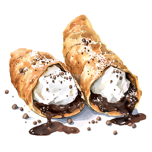Breakfast Cannoli with Ricotta Cheese and Chocolate Filling Illustration