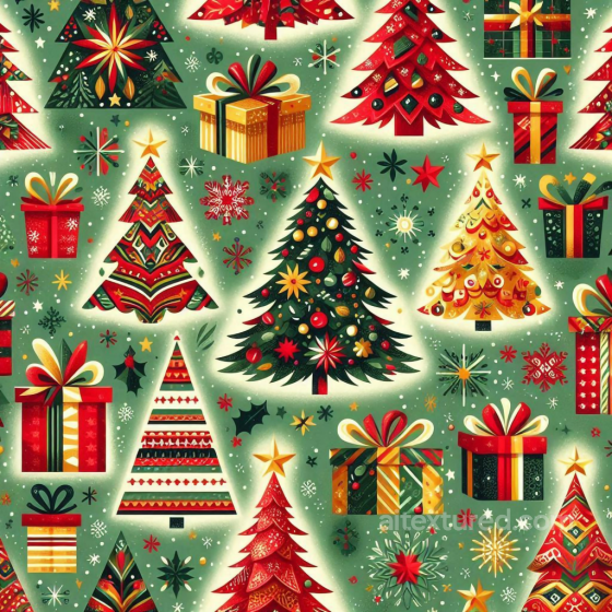 All Christmas Digital paper Texture of Festive Christmas Trees and Gift Boxes on Soft Gre… All Christmas Digital paper texture preview