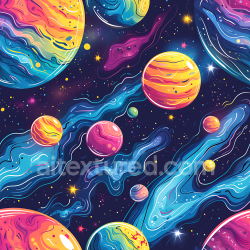 seamless Seamless 3D Space PBR Texture Featuring Colorful Nebulae and Stylized Planets texture 8k free download PBR