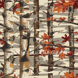 seamless Seamless 3D Autumn Birch Woodland Camouflage PBR Texture with Orange Maple Leaves texture 8k free download PBR