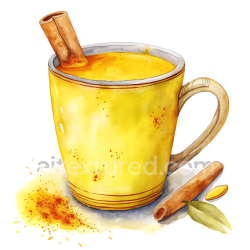 seamless Breakfast Golden Milk Turmeric Latte in Yellow Mug Watercolor Illustration texture 8k free download PBR