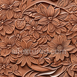 seamless Seamless 3D PBR embossed floral leather texture in warm brown tones texture 8k free download PBR