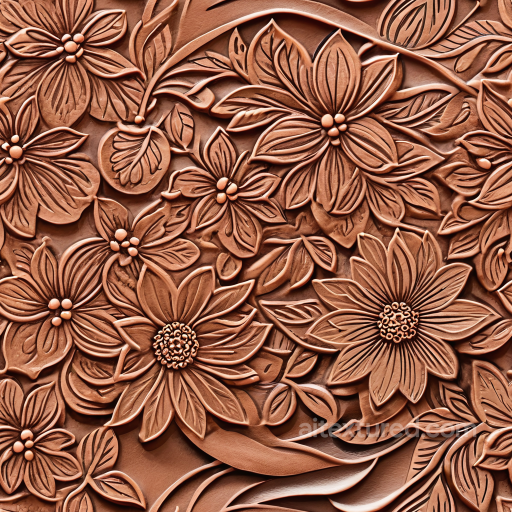 Embossed Floral Leather Texture In Warm Brown Tones seamless Leather PBR texture